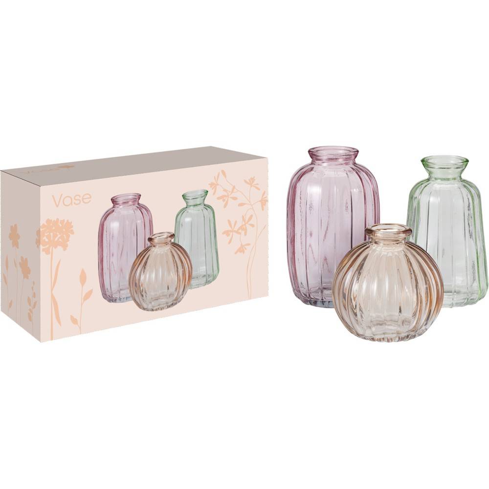 Ribbede Glasvaser Rosa/Grøn