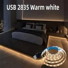 1 st USB-driven LED-remsa, varmvitt LED-ljus, flexibelt självhäftande LED-ljus på baksidan för sovrumsinredning, DIY-anpassat kök, vitrinskåp, vardags (1 st 1M(-08),1 st 5M(-12),1 st 3M(-10),1 st 2M(-09))