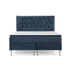 Berg & Strand Royal Velvet Komplett Sängpaket 160x200 cm - Mörkblå med Höga Silverben Kontinentalsäng Blå