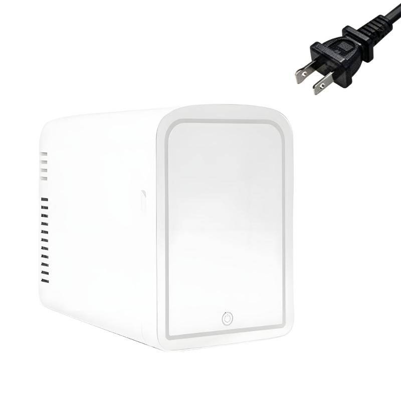 4L Minikyl för Kosmetika Kyl- och Värmefunktion samt LED-ljusspegel Perfekt för Hemma Skönhetsvård white