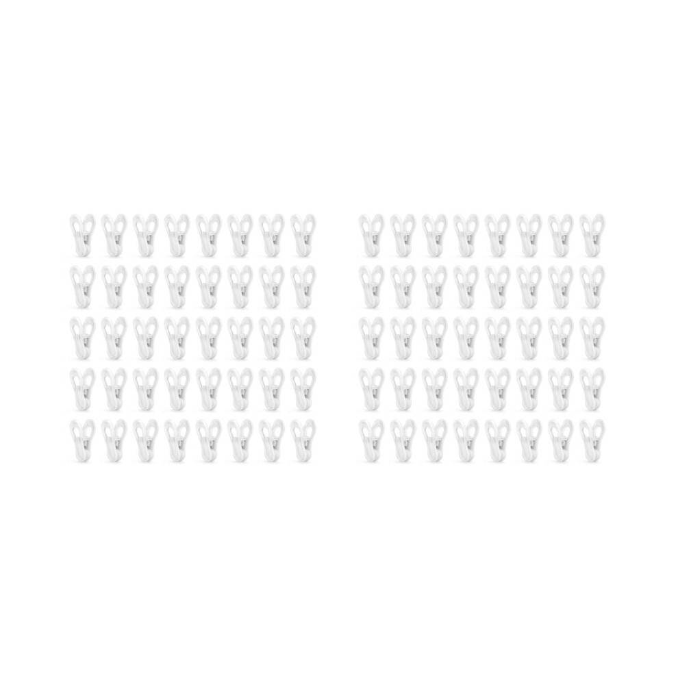 80Pcs White Plastic Hanger Clips, Clips for Use with Slim- Clothes Finger Clips Washing Laundry Pegs