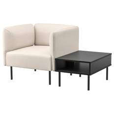 LILLEHEM fåtölj med sidobord, Vissle beige/metall