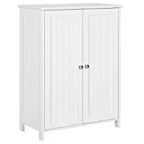 Yaheetech Badrumsskåp fristående badrumsskåp förvaringsskåp med dubbeldörr och justerbar hyllplan badrum/vardagsrum/entré vit 60 x 30 x 80 cm