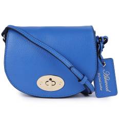 &apos;Borsa della Moda&apos; Real Leather Saddle Crossbody Bag: 63753 Sodalite Blue