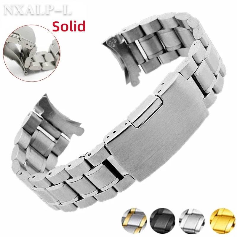 Arc Stainless Steel Watch Band for Omega Seamaster Bracelet for Seiko SKX007/009 Universal Solid Metal Strap 14/16/18/20/22/24mm