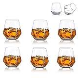 Glasseam Diamant lutat whiskyglas på 300 ml med modern look för män, kvinnor, pappa, make, vänner. Dricksglas för bourbon, rom och bar