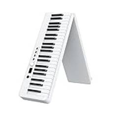 88 tangenter hopfällbart pianoklaviatur Full storlek halvviktat elektriskt piano Bärbart resepiano Uppladdningsbart stöd Bluetooth MIDI-läge för nybörjare (White)