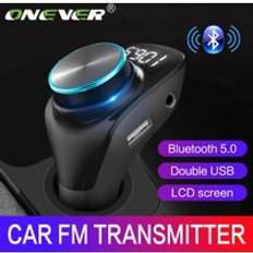 Fm-sändare modulator trådlös bluetooth 5.0 aux bil mp3 spelare dubbel usb laddare handsfree lcd skärm bil adapter
