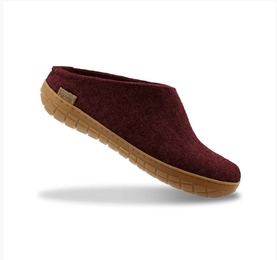 Glerups Tøffel med natur gummisål - bordeaux 36