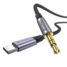 MOSWAG Type C AUX Cable USB C Conversion Cable 2m Equipped with DAC High Resolution Sound Quality USB C AUX Conversion Cable Type C to Audio Cable svart