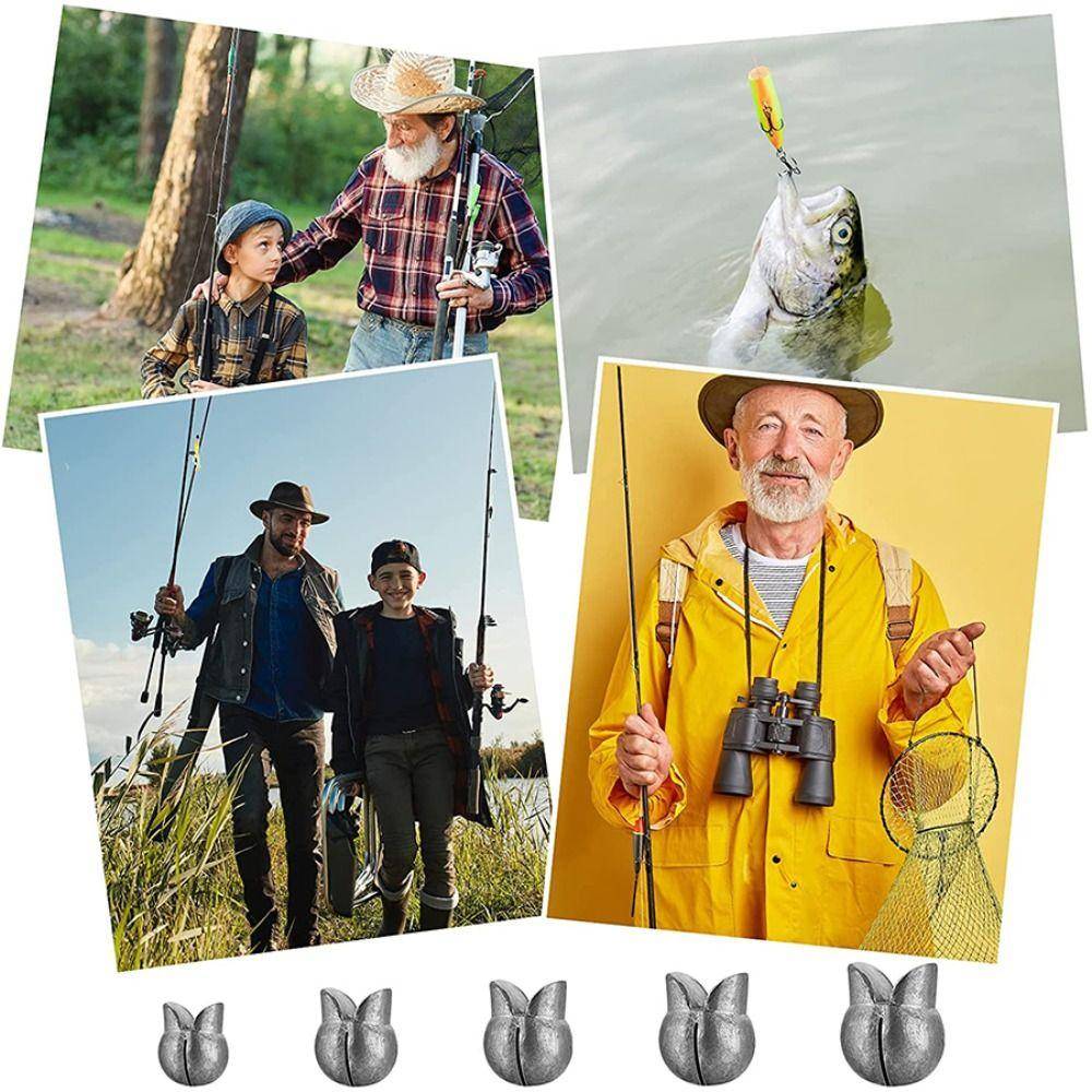 50 ST Snabbt Sjunkande Fiskvikt Biten Bly Fiskbly Sänke Motvikt Klämma Blyhänge