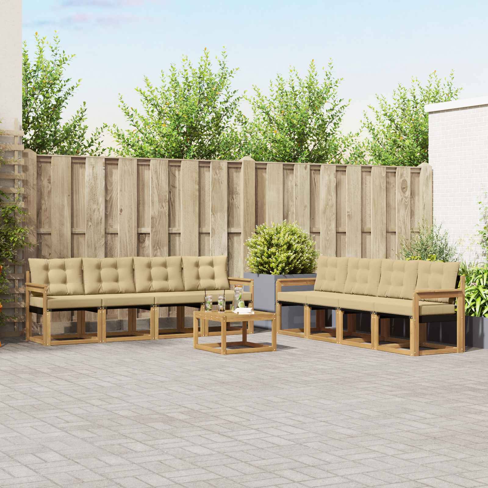 vidaXL Udendørs sofagruppe 9 stk. Hvid og Beige