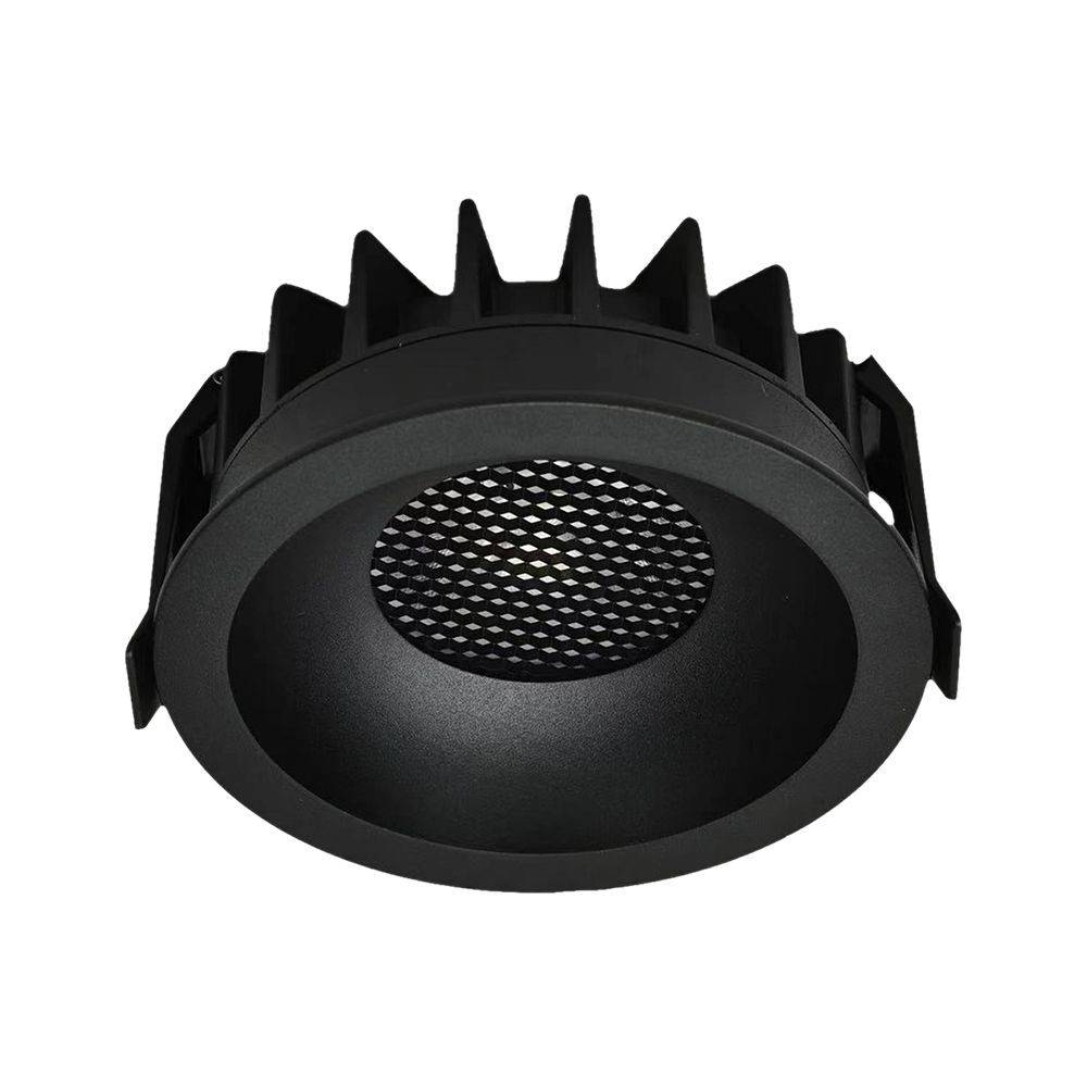 12W Ø8,6cm Blændfri CCT Downlight RA90 - Hul: Ø7,5 cm, Ydre mål: Ø8,6 cm, 3 lyskulører, sort front, Honeycomb - Dæmpbar : Ikke dæmpbar, Kulør : 3-i-1