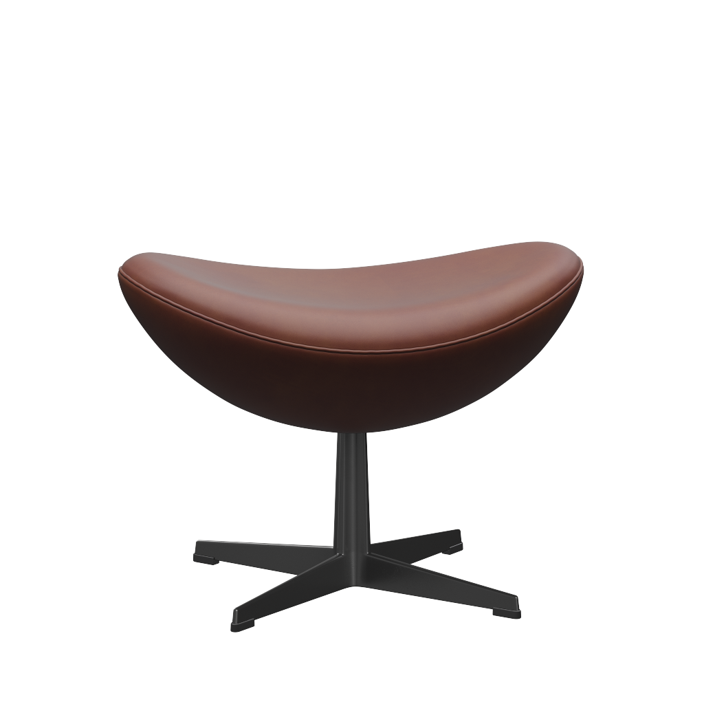 3127 Fodskammel til Ægget, stel i sort af Arne Jacobsen Grace læder - Chestnut - Jacobsen Plus