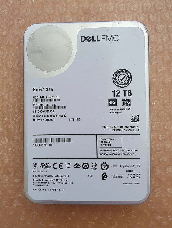 Dell Seagate EMC Exos X16 12TB SATA HDD - #07