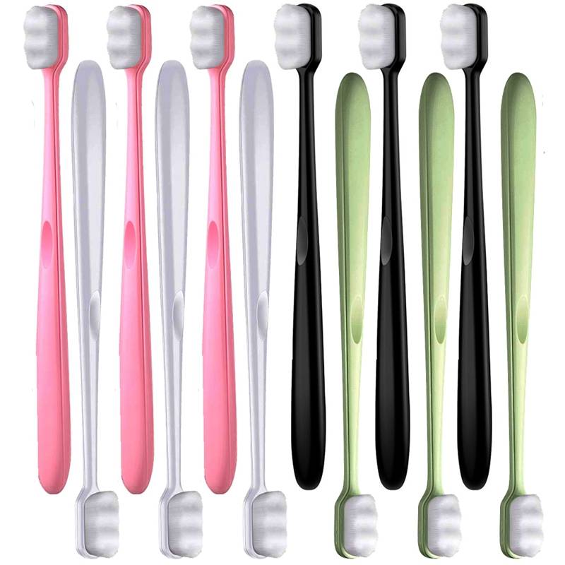 12pcs Soft Toothbrushes Micro , Bristles, Manual Toothbrushes, With 20000pcs Bristles, Suitable For Sensitive Gums Adults (wavy Type) Random Color