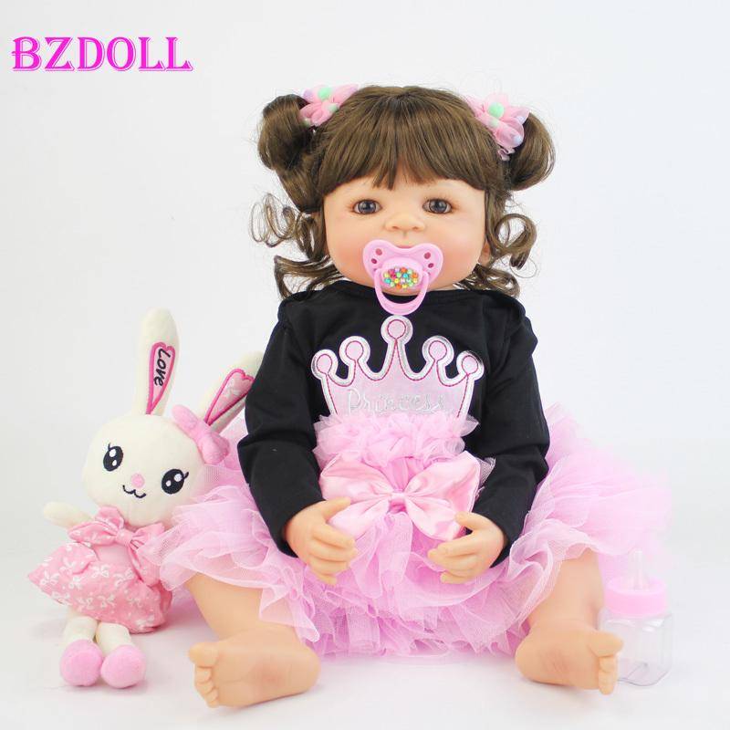 BZDOLL 55 cm hel silikon Bebe Reborn Doll Naturtrogen mjuk vinyl Princess Unicorn Babies Girl Bada leksak Barn Födelsedagspresent Doll-2