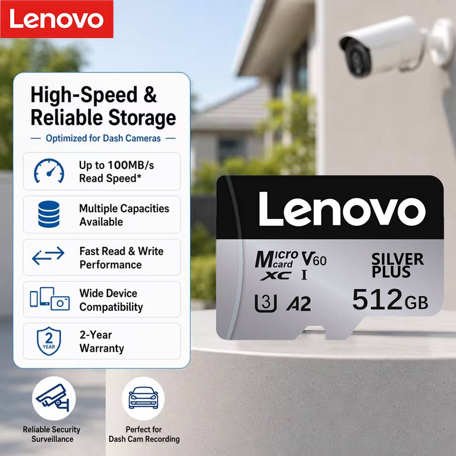Lenovo 512GB High Speed Micro TF/SD Card V60 U3 High Endurance Memory Card For Cell Phone Camera Dash Cam Nintendo Switch