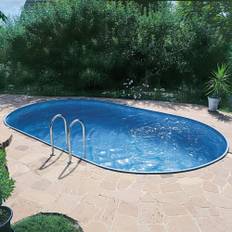Stålväggspool Premium Oval 8 x 4,2 x 1,5 m med Carrara liner