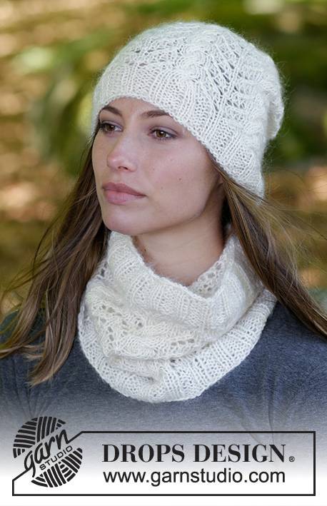 182-7 Enrica by DROPS Design DOWNLOAD OPSKRIFTEN HER Sættet består af: Strikket hue og hals med snoninger, hulmønster og rib. Sættet er strikket i DROPS Baby Merino og DROPS Kid-Silk Pinde og tilbehør lægges i kurven separat. Se alle opskrifter fra DROPS her. ..