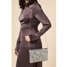 Sequin Clutch Bag With Detachable Strap, Grey - One Size