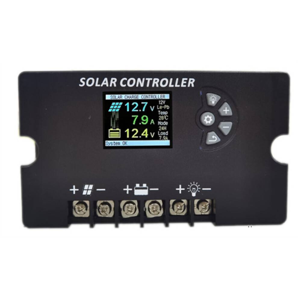 12V/24V PWM Solar Charge Controller 20A with Color LCD Screen, Adjustable Voltage, Multi-Battery Support