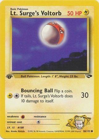 Lt. Surge's Voltorb - 86/132 - 1st Edition - Let Brugt (LP).