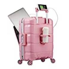 20inch cabin suitcase, Trolley Case with Front Computer Compartment and 4 Spinner Wheels, Multifunctional USB Charging Port Cabin Luggage (Color : B, Size : 50X37X22cm)