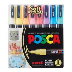 Uni Posca Markers PC-3M, 8 set Soft Colors