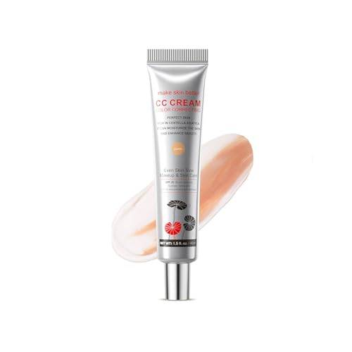 CC Cream – Koreansk färgkorrigerande kräm med SPF 25, lätt tonad fuktighetskräm och concealer som håller länge, för naturligt strålande hud, osynliga porer (mörk, 45 ml)