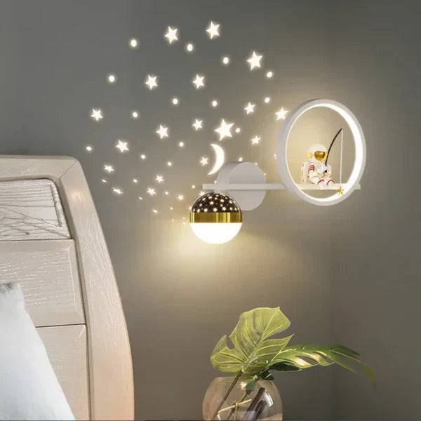 GlowNest – Lekfull Vägglampa för Barnrum - Vit vänster / Tre färger