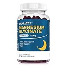 Magnesium Glycinate Gummies 400mg - Magnesium L-Threonat 200mg - Sockerfritt magnesiumkaliumtillskott med vitamin D, B6, CoQ10 för lugnt humör och vilostöd - 60 Count