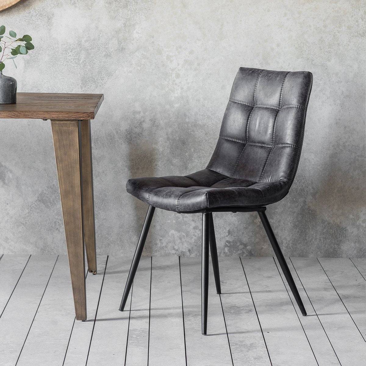Darwin Set of 2 Dining Chairs - Faux Grey Leather