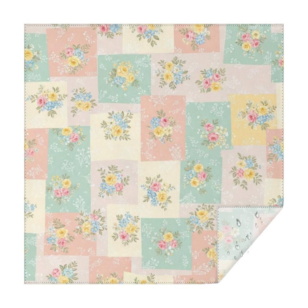 Pioneer firkantet dug med blomsterprint, vandtæt, aftørrelig, spildsikker, vaskbar borddug til køkkenfestdekoration, 122x122 cm