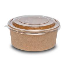 Commerline 500ml Bio Salatschale Salatschalen | 50 Stk. Salat Schale Schalen Bowl Einweg mit Deckel | Kartonschale Salatbox Kraft Einwegschalen (Bio_salatschale_500ml, 50 Stück)