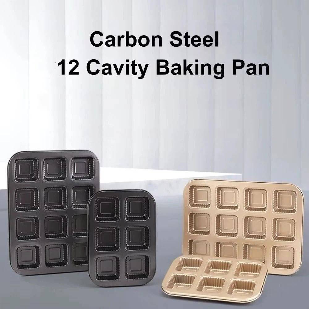 Korrosionsbeständig Mini Sockerkaksform 12 Fack Muffins Cupcake Form Fyrkantig Muffinsform DIY Kak