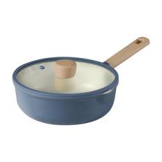 CAROTE Deep Frying Pan with Induction Gas Free of PFOA and Other Harmful Marble Easy to Perfect for Fried and All Heat CosyBlue Blue Lid, 26cm, & blå