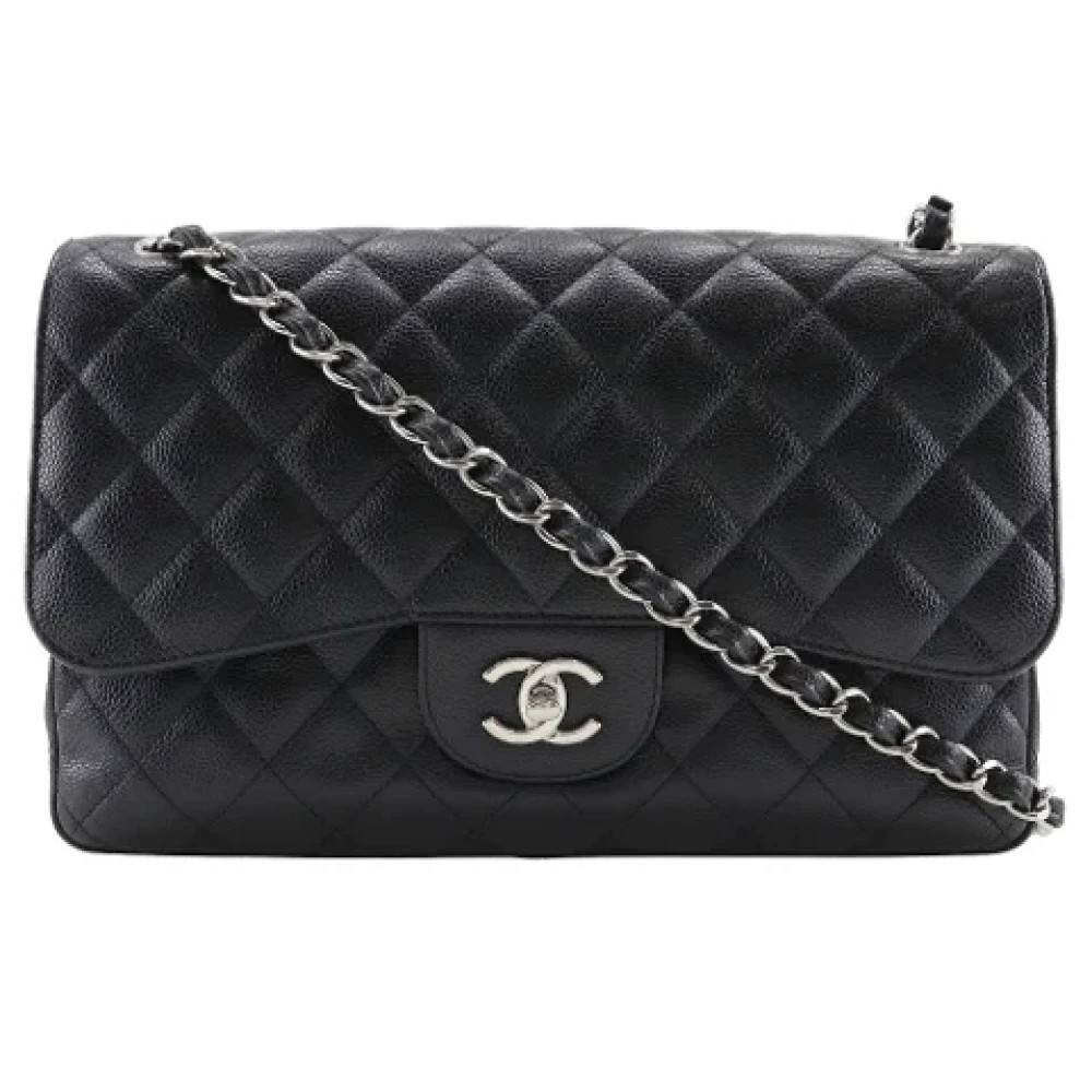 Chanel Vintage Pre-owned Laeder skuldertasker - Vintage - Dame - Sort - ONE SIZE - Uld