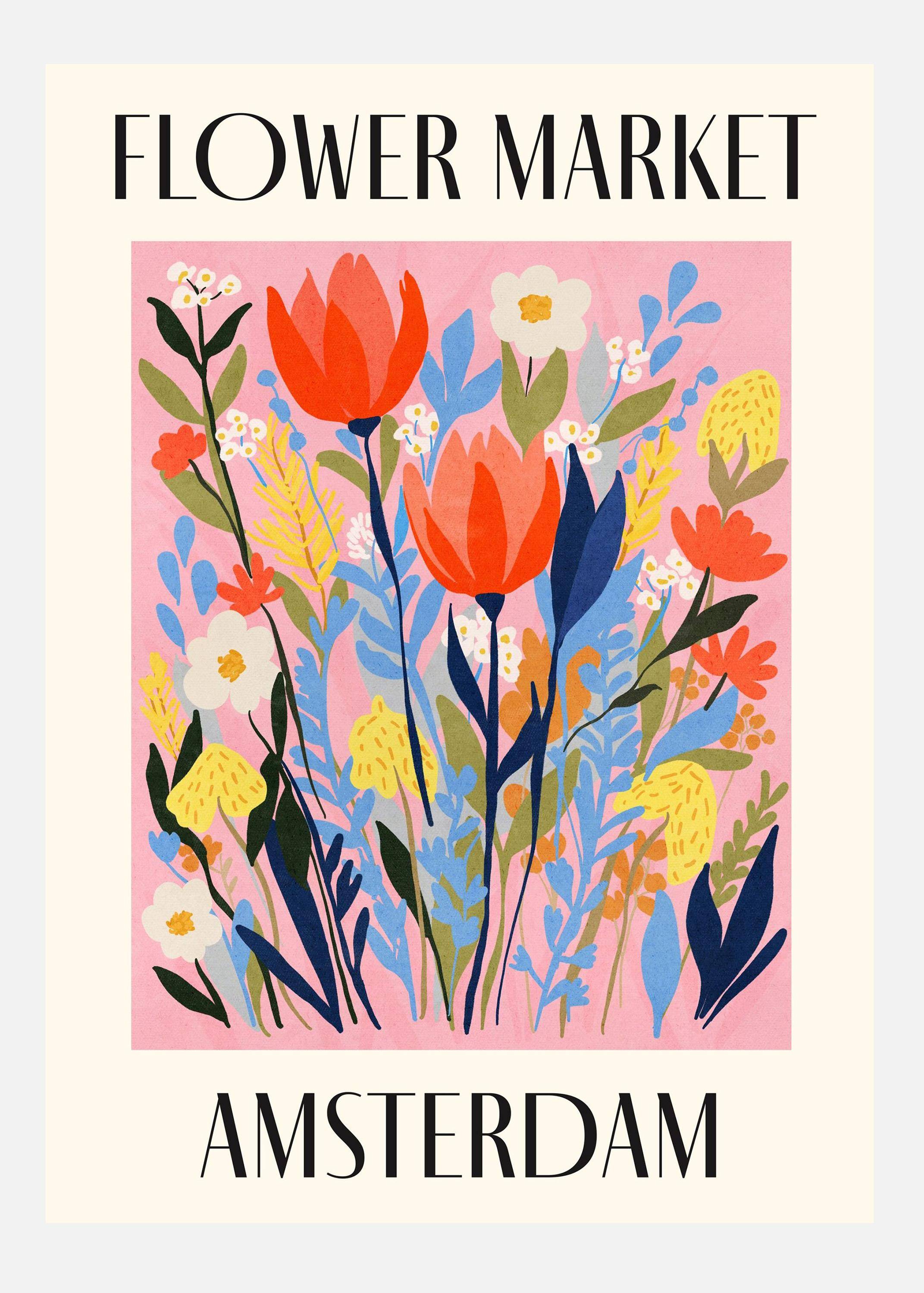 Flower Market Amsterdam Netherlands Canvastavla (70x100 cm)