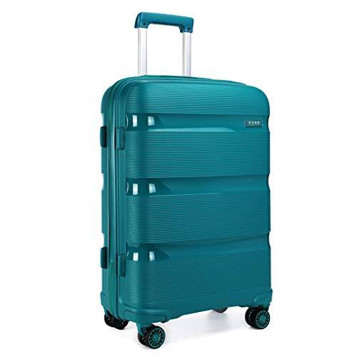Kono 4 hjul hård bärväska av lätt polypropylen med integrerat TSA-lås, Turkos, M-65CM, Resväska