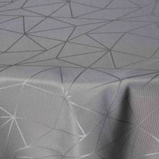 Rund dug - Ø140 cm - Damask dug - Grå tekstildug - Jacquardvævet dug med geometrisk mønster - Dug til rundt bord