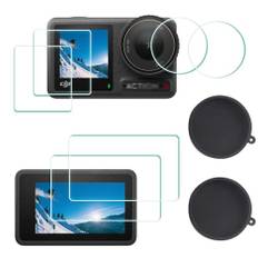 ULBTER Displayschutzfolie für DJI OSMO Action 4 Kamera + Silikon Objektivdeckel Abdeckung, 0,3 mm 9H Härte gehärtetes Glas, Anti-Scrach Anti-Bläschen [2+6 Stück]