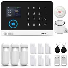 PGST Larmsystem, huslarm, säkerhetssystem, WiFi-dörrlarm med app-varning och samtalslarm, trådlöst 16-delat kit: Alarmhub, dörr-/fönstersensorer, fjärrkontroller, fungerar med Alexa och Google Home
