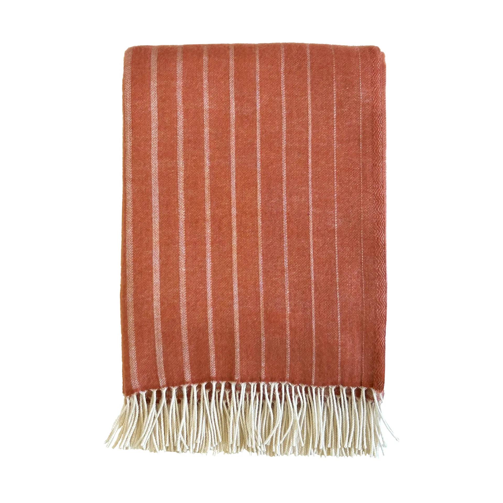 Klippan Yllefabrik Irregular stripes ullpläd Rust, 130x200 cm - Orange