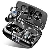 Trådlösa öronsnäckor, Bluetooth 5.3-hörlurar som körs i örat med ENC-mikrofoner, hörlurar brusreducerande knoppar sport öronkrok IP7 vattentät, 48H stereobass/USB-C/LED