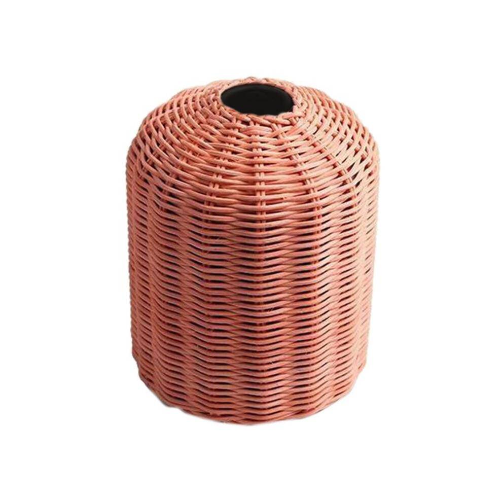 (As Described, Coffee L) Rattan Handmade Cooking Gas Cylinder Cover Camping Hiking Pouch Beige S