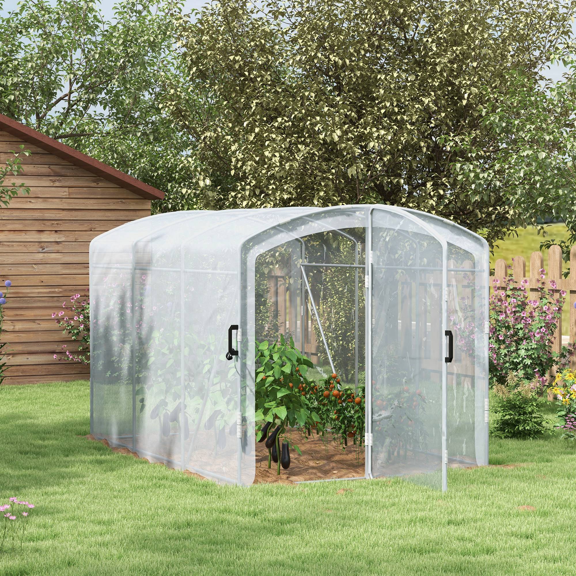 Tunneldrivhus, walk-in, transparent film, galvaniseret stålramme, 3 x 2 x 2 m.