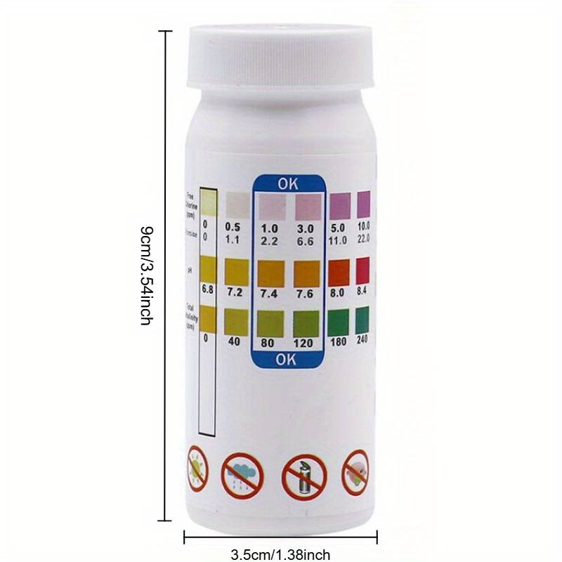 TEMU 3-in-1 Pool Water Test Strips, 50 Count/bottle - Ph & Chlorine/alkalinity Hardness Test Sticks For Swimming Pools And , Quality Testing Kit With Aquatic Tool Accessories For Aquariums