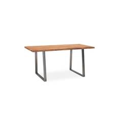 Matbord Wohnling Massivt trä med trädkanter, rektangulär, lantlig stil Silver, Rak, 120x60 cm - Matgrupp Brun