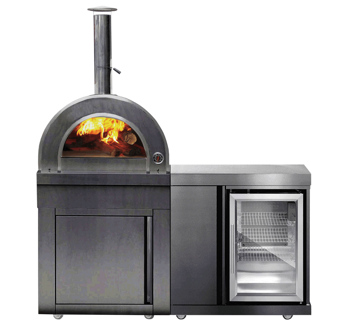 Utekök med vedeldad pizzaugn och kyl Baltimore Myoutdoorkitchen Black Collection